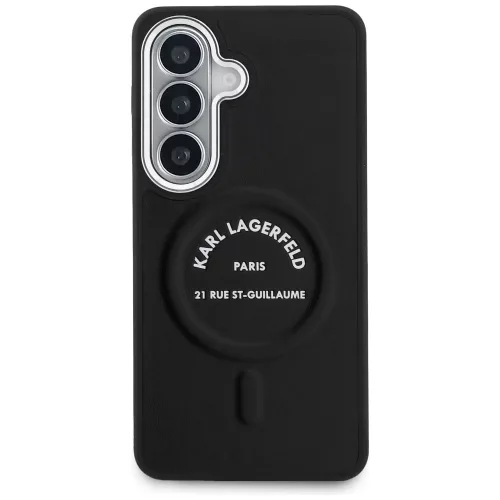 Karl Lagerfeld Embossed Ring RSG Logo Samsung Galaxy S26 Plus mágneses tok, MagSafe, fekete