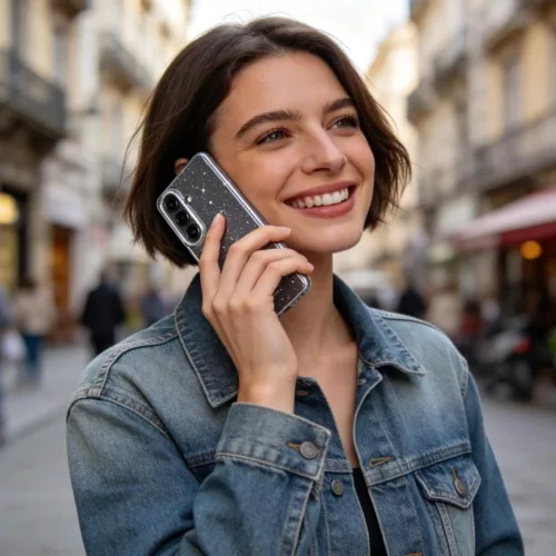 Tech-Protect Flexair Samsung Galaxy A57 hátlap tok, csillámos-átlátszó