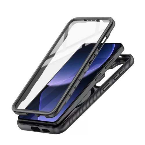 Tech-Protect Defense Samsung Galaxy A57 hátlap tok kijelző védelemmel, ütésálló, MagSafe, áttetsző-fekete