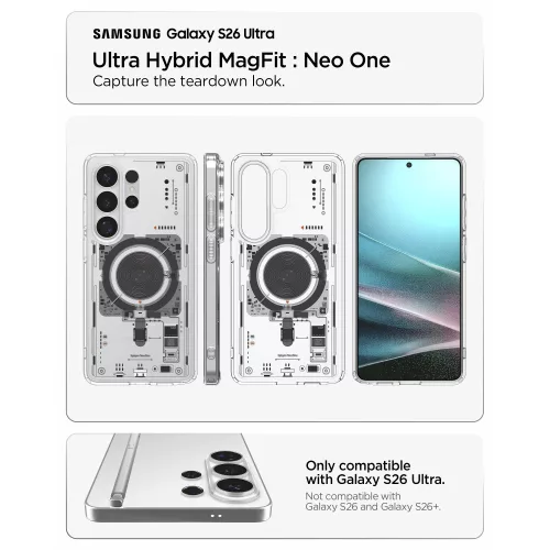 Spigen Ultra Hybrid MagFit Samsung Galaxy S26 Ultra tok, MagSafe, Neo One, átlátszó