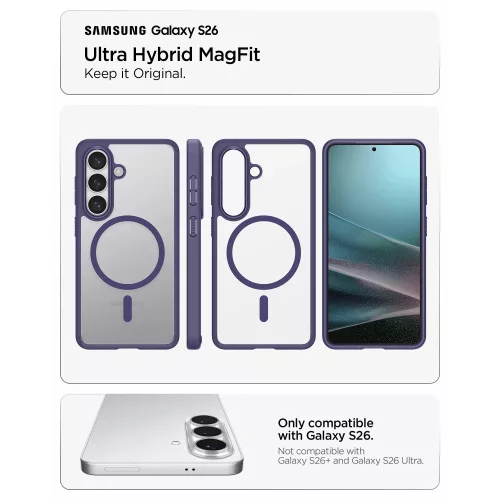 Spigen Ultra Hybrid MagFit Samsung Galaxy S26 tok, MagSafe, Deep Purple, lila