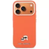 Karl Lagerfeld PU Karl and Choupette Heads Pins Apple iPhone 17 Pro mágneses tok, MagSafe, narancs-ezüst