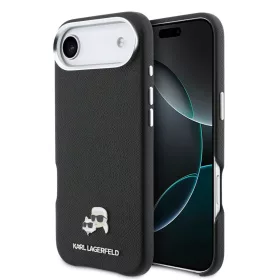   Karl Lagerfeld PU Karl and Choupette Heads Pins Apple iPhone Air (2025) mágneses tok, MagSafe, fekete-ezüst