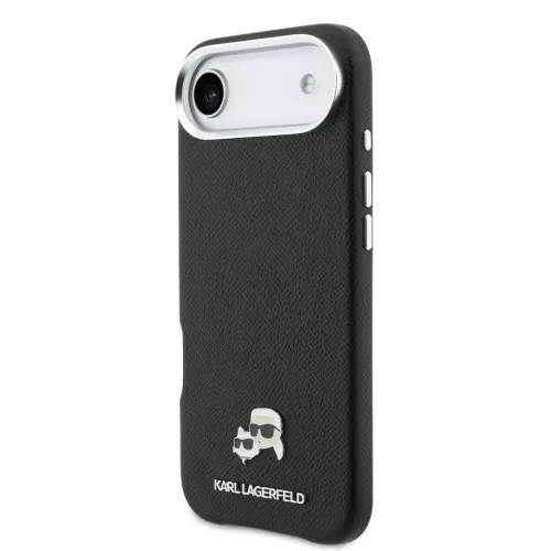 Karl Lagerfeld PU Karl and Choupette Heads Pins Apple iPhone Air (2025) mágneses tok, MagSafe, fekete-ezüst