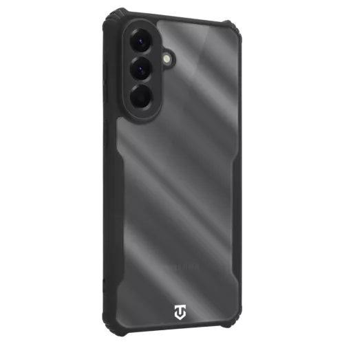 Tactical Quantum Stealth Samsung Galaxy A57 hátlap tok megerősített sarokkal, átlátszó/fekete