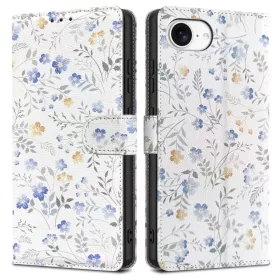   Tech-Protect Wallet Apple iPhone 17e / 16e flip / kinyitható tok, virág minta, fehér