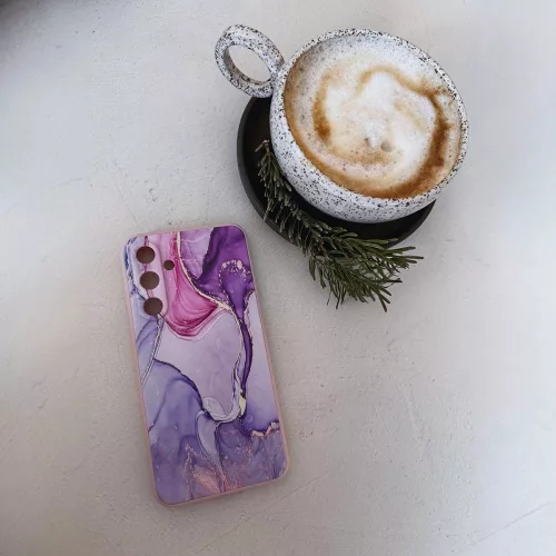 Tech-Protect Icon Samsung Galaxy A57 szilikon tok mikroszálas béléssel, márvány minta, rózsaszín
