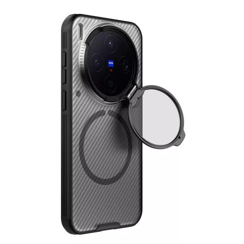 Nillkin CamShield Prop Magnetic Vivo X300 mágneses műanyag hátlap tok, MagSafe, fekete (átlátszó lencsevédővel)