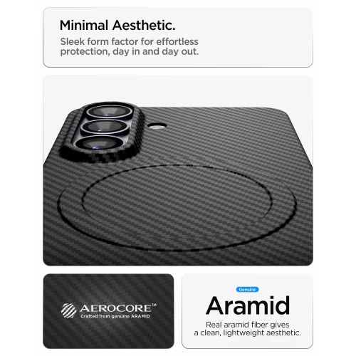 Spigen Airskin Aramid Mag Samsung Galaxy S26 tok, MagSafe, Aramid, fekete