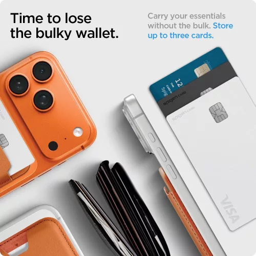 Spigen Valentinus Apple iPhone Magsafe kártyatartó, MagSafe, Metallic Orange, narancs (3db kártyához)