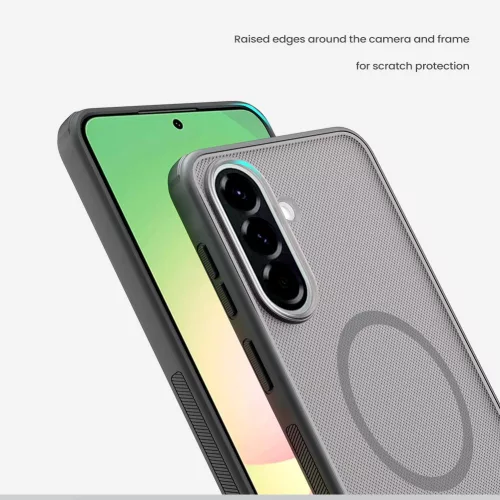 Nillkin Super Frosted PRO Magnetic Samsung Galaxy A57 mágneses műanyag hátlap tok, átlátszó-fekete