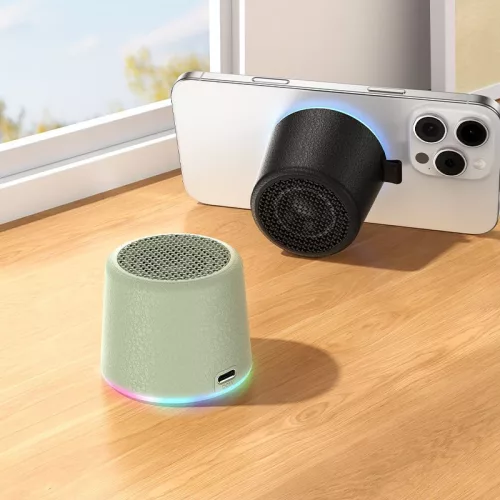 Hoco HC49 bluetooth hangszóró beépített világítással, telefonra rögzíthető, mágneses, 8W, zöld