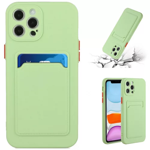Apple iPhone X / XS, Szilikon tok, kártyatartóval, Wooze Card Slot, világoszöld