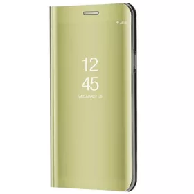   Apple iPhone 13 Pro Max, Oldalra nyíló tok, hívás mutatóval, Smart View Cover, arany (utángyártott)