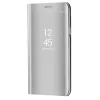 Apple iPhone 13 Pro Max, Oldalra nyíló tok, hívás mutatóval, Smart View Cover, ezüst (utángyártott)