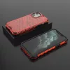Apple iPhone 13 Pro Max, Műanyag hátlap védőtok, közepesen ütésálló, légpárnás sarok, méhsejt minta, Wooze Honey, piros