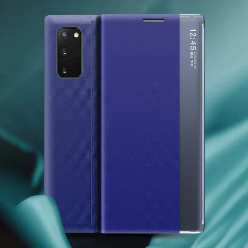 Huawei Mate 40 Pro, Oldalra nyíló tok, stand, hívás mutatóval, vékony csíkban, Wooze Look Inside, kék