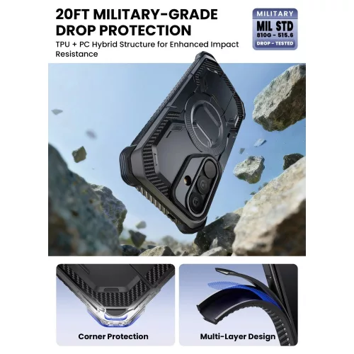 Supcase ArmorBox Samsung Galaxy S26 ütésálló tok, kijelző védelemmel, kitámasztóval, MagSafe, fekete