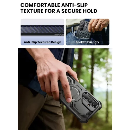 Supcase ArmorBox Samsung Galaxy S26 ütésálló tok, kijelző védelemmel, kitámasztóval, MagSafe, fekete