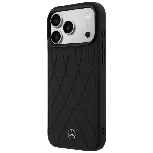 Mercedes Leather with Crossed Lines Apple iPhone 17 Pro Max MagSafe tok, fekete