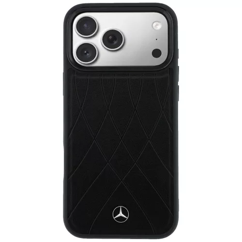 Mercedes Leather with Crossed Lines Apple iPhone 17 Pro Max MagSafe tok, fekete