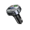 Hoco E70 bluetooth FM transmitter / autós töltő, USB-A-USB-C, digitális kijelző, PD, QC3.0, 5A, 30W, fekete