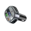 Hoco E70 bluetooth FM transmitter / autós töltő, USB-A-USB-C, digitális kijelző, PD, QC3.0, 5A, 30W, fekete