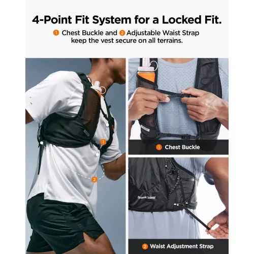 Spigen A721 Dynamic Shield futómellény futáshoz / túrázáshoz, telefon-és kulacstartó résszel + 500ml kulacs, fekete (L-XL)