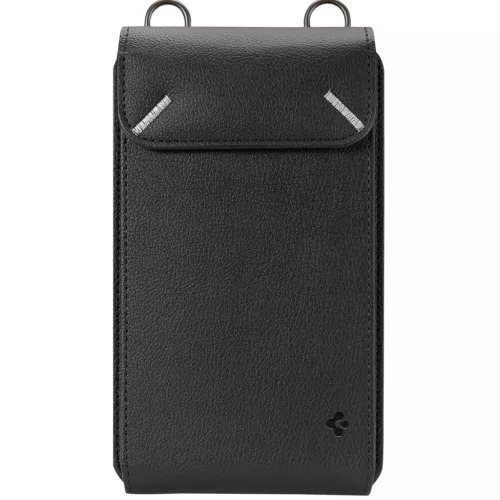 Spigen Valentinus telefon tartó táska / pénztárca kártyatartóval, max. 6.8", fekete