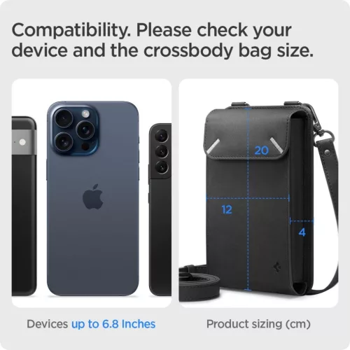 Spigen Valentinus telefon tartó táska / pénztárca kártyatartóval, max. 6.8", fekete