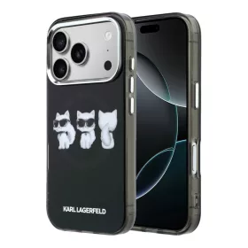   Karl Lagerfeld IML Choupette Trio Watercolor Apple iPhone 17 Pro mágneses tok, MagSafe, fekete-ezüst