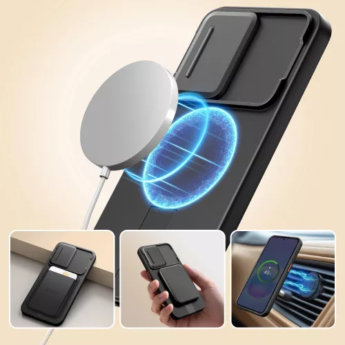 Tech-Protect Kevlar Aura Samsung Galaxy A57 MagSafe tok kameravédelemmel, kitámasztóval, fekete-narancs