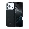 Mercedes PU Leather Semi Wrap Apple iPhone 17 Pro MagSafe tok, fekete-ezüst