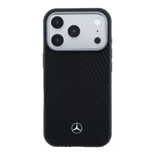 Mercedes PU Leather Semi Wrap Apple iPhone 17 Pro MagSafe tok, fekete-ezüst