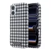 Karl Lagerfeld PU Houndstooth Resin Plate Apple iPhone 17 mágneses tok, MagSafe, fekete-fehér