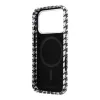 Karl Lagerfeld PU Houndstooth Resin Plate Apple iPhone 17 Pro mágneses tok, MagSafe, fekete-fehér