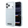 Karl Lagerfeld PU Houndstooth Resin Plate Apple iPhone 17 Pro mágneses tok, MagSafe, kék-fehér