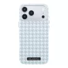 Karl Lagerfeld PU Houndstooth Resin Plate Apple iPhone 17 Pro mágneses tok, MagSafe, kék-fehér