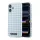Karl Lagerfeld PU Houndstooth Resin Plate Apple iPhone 17 mágneses tok, MagSafe, kék-fehér
