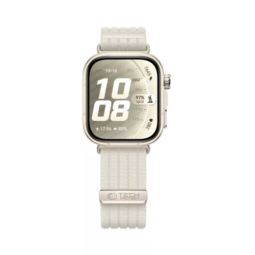 Tech-Protect Huawei Watch Fit 5 / 5 Pro / 4 / 4 Pro / 3 nylon szíj, fehér / bézs