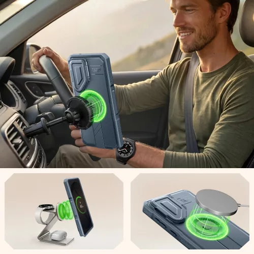 Tech-Protect Kevlar Samsung Galaxy S26 Ultra MagSafe tok kameravédelemmel, kitámasztóval kijelző védelemmel, kék
