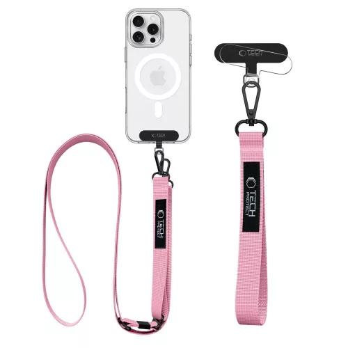 Tech-Protect C6S vállpánt / univerzális pánt telefonra rögzíthető, rózsaszín (crossbody pánt)
