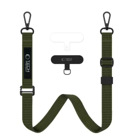   Tech-Protect C6S vállpánt / univerzális pánt telefonra rögzíthető, khaki / sötétzöld (crossbody pánt)