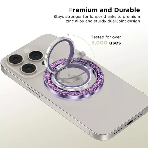 Tech-Protect MMR200 mágneses telefon tartó gyűrű, MagSafe, csillámos lila