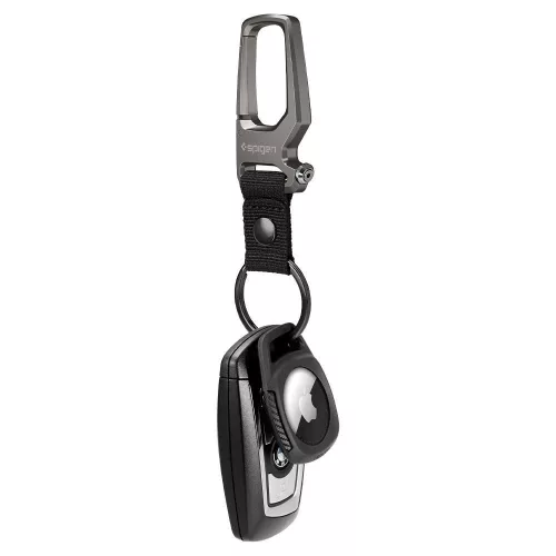 Spigen Rugged Armor Apple AirTag 1 / 2 tok karabinerrel, fekete