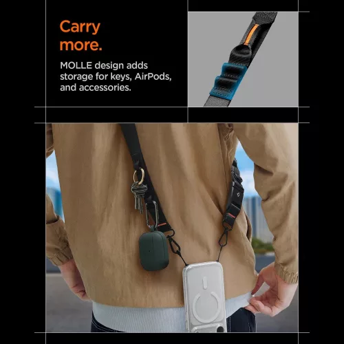 Spigen DA30M univerzális nyakpánt / pánt karabinerrel, Crossbody, fekete