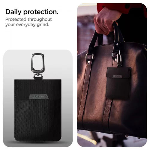 Spigen Faraday RFID blokkoló kulcstartó tok / táska, fekete (autó kulcshoz)