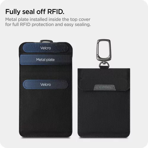 Spigen Faraday RFID blokkoló kulcstartó tok / táska, fekete (autó kulcshoz)