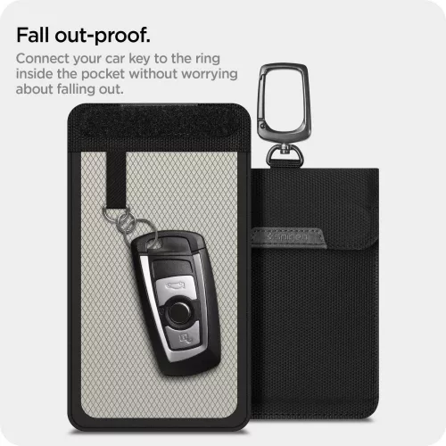 Spigen Faraday RFID blokkoló kulcstartó tok / táska, fekete (autó kulcshoz)