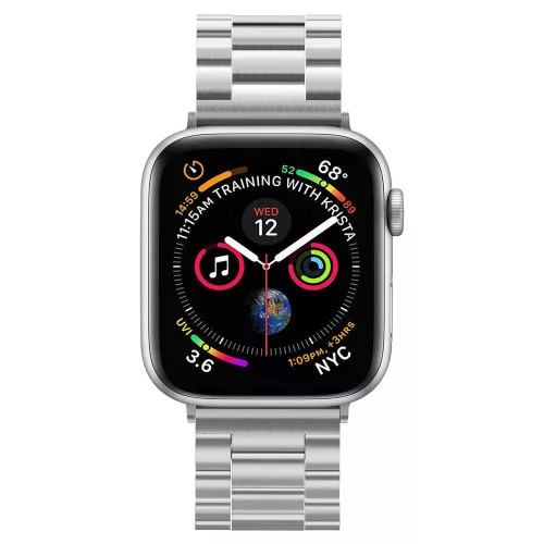 Spigen Modern Fit Apple Watch Ultra 4 / 3 / 2 / 1 / SE / 12 / 11 / 10 / 9 / 8 (44/45/46/49mm) szíj, fém, ezüst